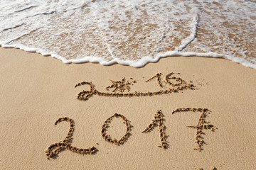 Happy New Year 2017 on the beach