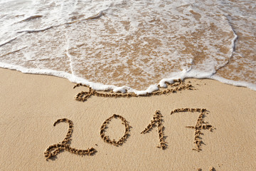 Happy New Year 2017 on the beach