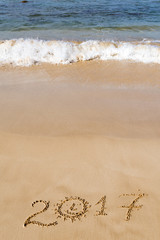 Happy New Year 2017 on the beach