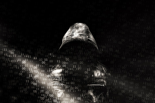 hacker screen with binary code., technology  Abstract Background.	
