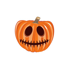 Smile Pumpkin Single. Halloween Design Element. Isolated On White Background