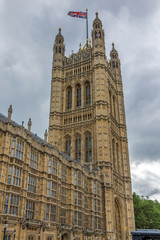 Fototapeta na wymiar Victoria Tower in Houses of Parliament, Palace of Westminster, London, England, Great Britain