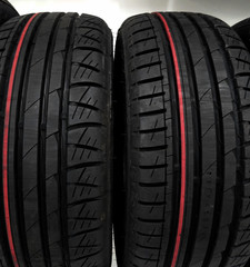 New non studded winter tires shows on the showcase of tire shop 
