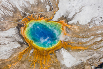 The Grand Prismatic Spring in the Midway Geyser Basin - Yellowstone National Park