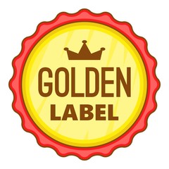 Golden label icon. Cartoon illustration of golden label vector icon for web