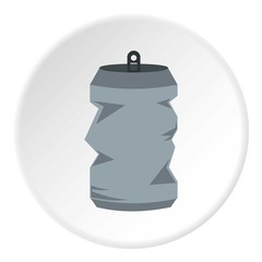 Crumpled aluminum can icon. Flat illustration of can vector icon for web design