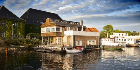 Papier Peint photo Scandinavie Casas flotantes en Copenhague