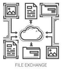 File exchange line icons.
