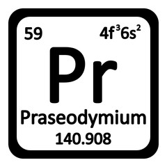 Periodic table element praseodymium icon.