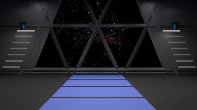 Sci Fi corridor interior design.3D rendering