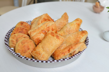 Different kind of freshly baked bread closeup