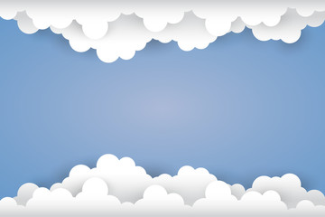 Cloud  on ligh blue background  Paper art Style.vector Illustrat
