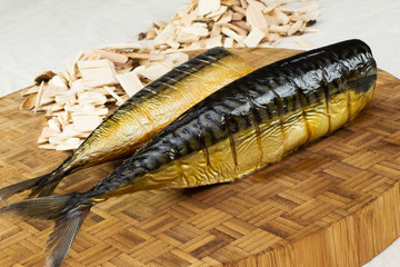 Wood smoked fish. Homemade smoked mackerel. Electric smoker.