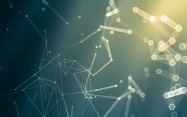 Abstract polygonal space low poly dark background, 3d rendering