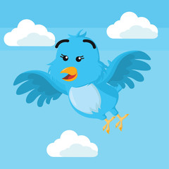 blue bird flying vector illustration design