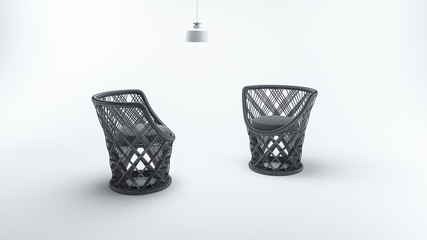 3d rendering beautiful design armchair with lamp in white background