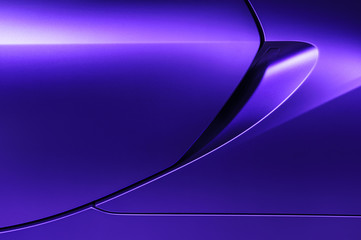 Bodywork of lilac sedan, surface of sport car door and handle in ultramodern style, detail of concept racing vehicle  - 123405371