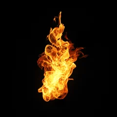 Foto auf Acrylglas Flamme Feuerflammensammlung lokalisiert auf schwarzem Hintergrund