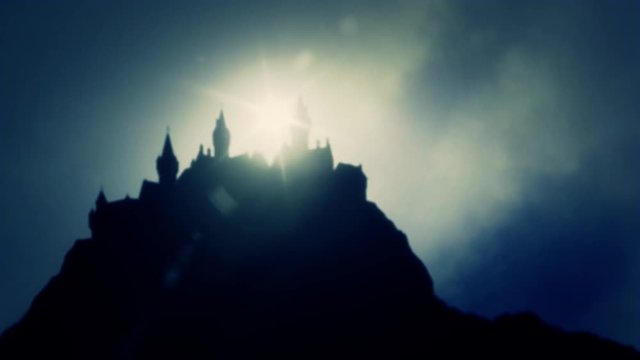 A Mysterious Big Castles on a Mountain Range on a Cloudy Day