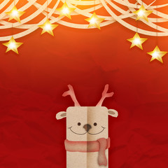Christmas Reindeer brown paper cut style