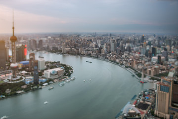 Naklejka premium Aerial view of Shanghai skyline of China.