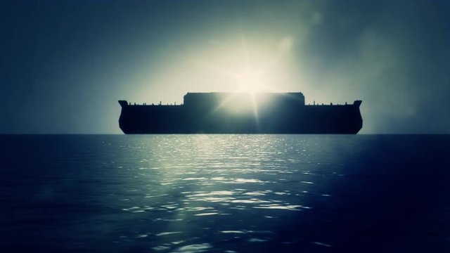 Noah Ark After the Great flood Floating Peacefully on Water