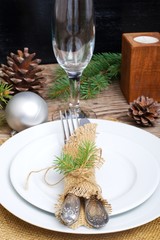 table setting in Christmas style