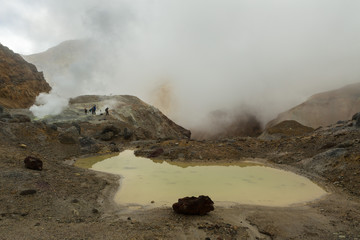 Mud bath in crater of Mutnovsky volcano.