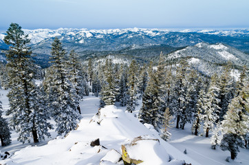 Panoramic view from Mount Pluto at Northstar resort in Califrorn