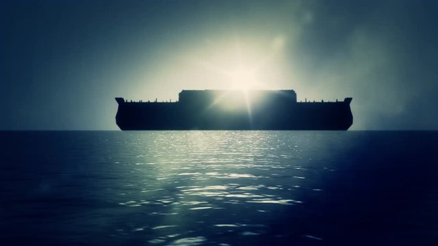 Dove Flying to Noah Ark After the Great Flood