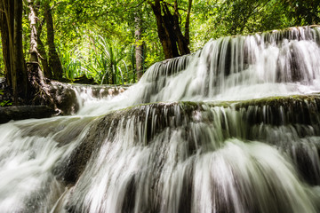 Huay Mae Kamin waterfall, the beautiful waterfall in deep forest at Srinakarin Dam National Park - Huay Mae Kamin waterfall. Kanchanaburi, Thailand