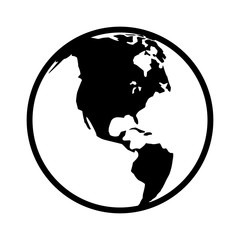 World map globe or planet earth world map line art icon for apps and websites