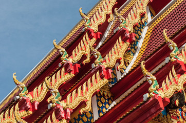 Fototapeta na wymiar Gable naga end of Thai temple roof , Chanthaburi, Thailand. 