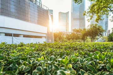  view of downtown Shanghai in China.