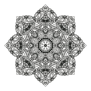 Mandala design. hand drawn beautiful ornament. Coloring page for children and adult. relax painting. vector Illustration.