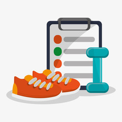 Weight and shoes icon. Fitness gym bodybuilding and healthy lifestyle theme. Colorful design. Vector illustration