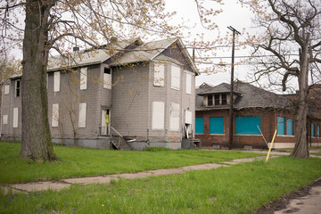 Abandoned Building Dilapidated Real Estate Detroit Michigan