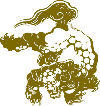 Japanese traditional lion illustration