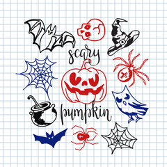 Happy halloween icons set.