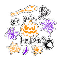 Happy halloween icons set.