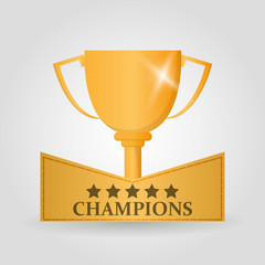 Gold trophy cup icon. Champions league winner and success theme. Colorful design. Vector illustration