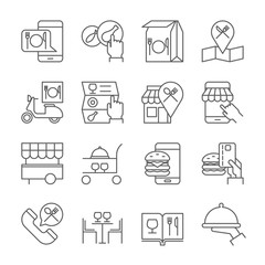 Restaurant food ordering on line icons