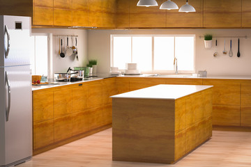 kitchen interior with empty counter