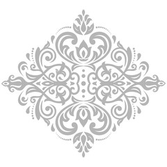 Oriental vector silver pattern with arabesques and floral elements. Traditional classic ornament