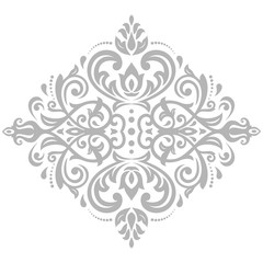Oriental vector silver pattern with arabesques and floral elements. Traditional classic ornament