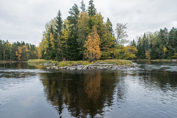 Swedish river landscape in autumn
