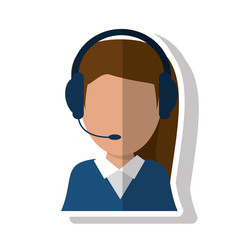 Operator woman icon. Call center technical service and online support theme. Isolated design. Vector illustration