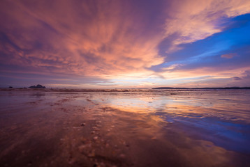 Tropical sunset on the beach. Ao-Nang. Krabi