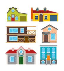 Cottage house flat vector icons