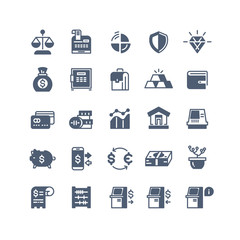Banking finance money cash vector icons